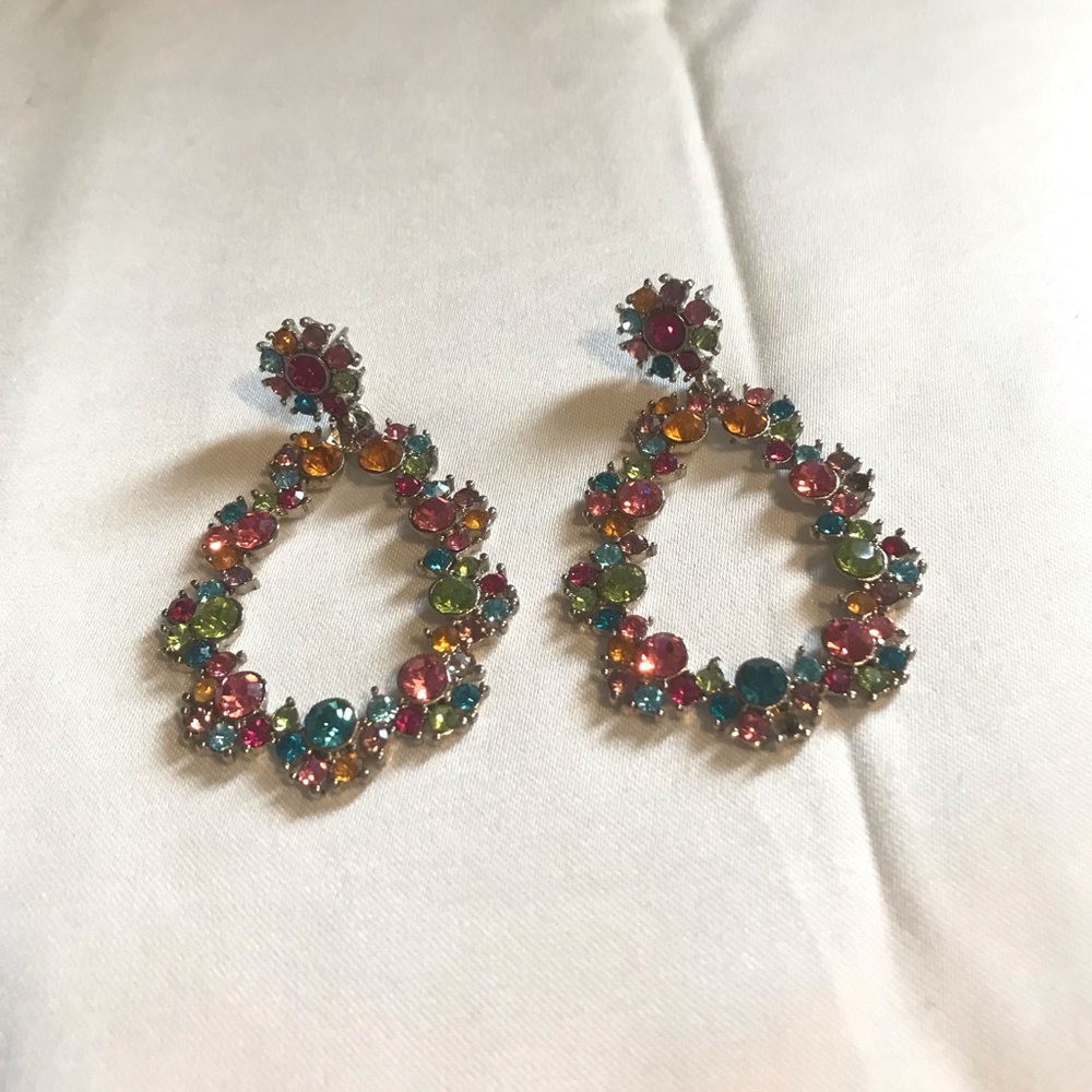 Colorful gemstone statement earrings - Picture 3 of 3